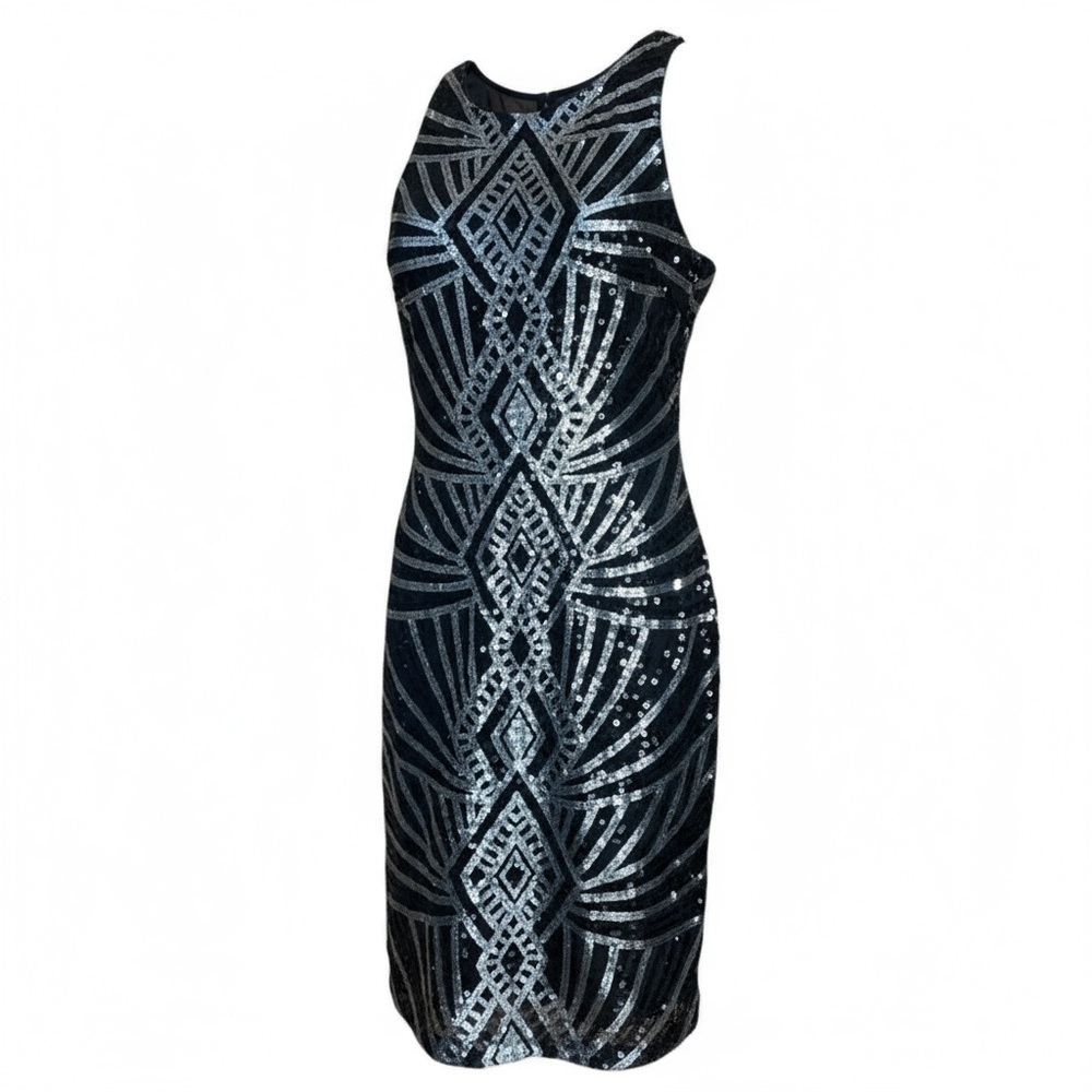 BISOU BISOU Black and Silver Sequin Dress NWT